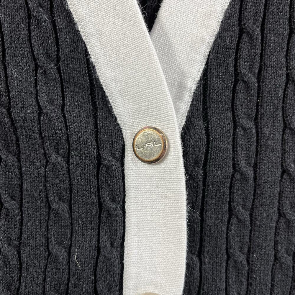 Lauren Active Ralph Lauren Cardigan Sweater Womens L Large Colorblock Cable Knit - Picture 3 of 9